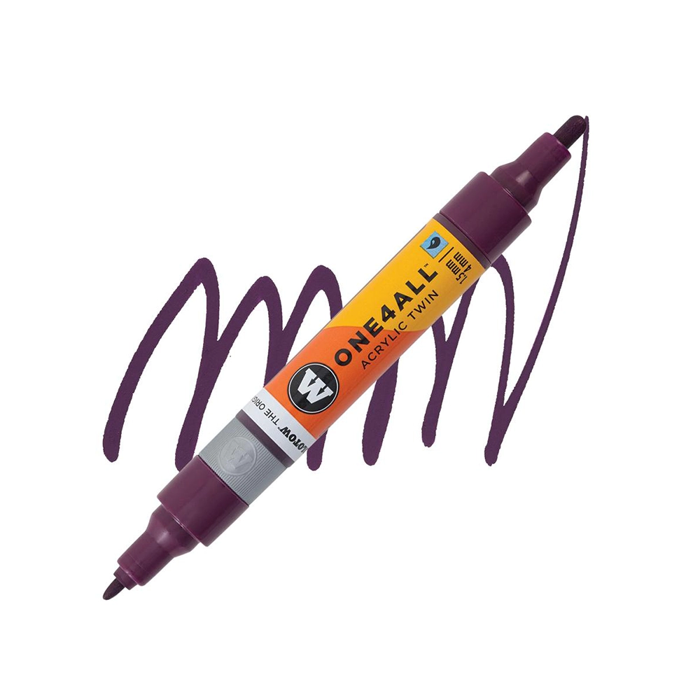 Molotow ONE4ALL Acryl Twin двустранен акрилен маркер, 1,5 + 4 мм, пурпурно виолетов